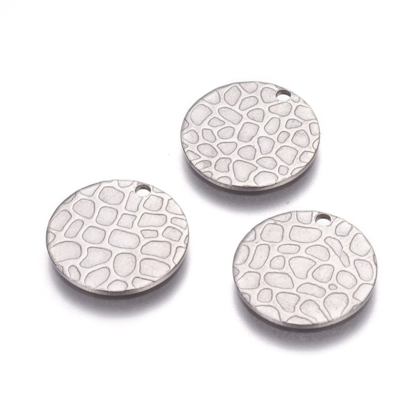 Prívesok z 304 ocele so štruktúrou, strieborný, 15x1 mm