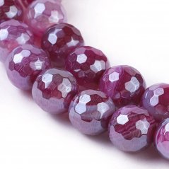 Természetes csíkos achát - gyöngyök, csiszolt, lila, 8 mm