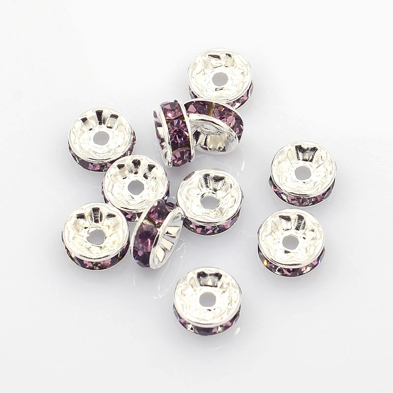 Strassz gömbölyű strasszokkal - lila 8x3,8mm