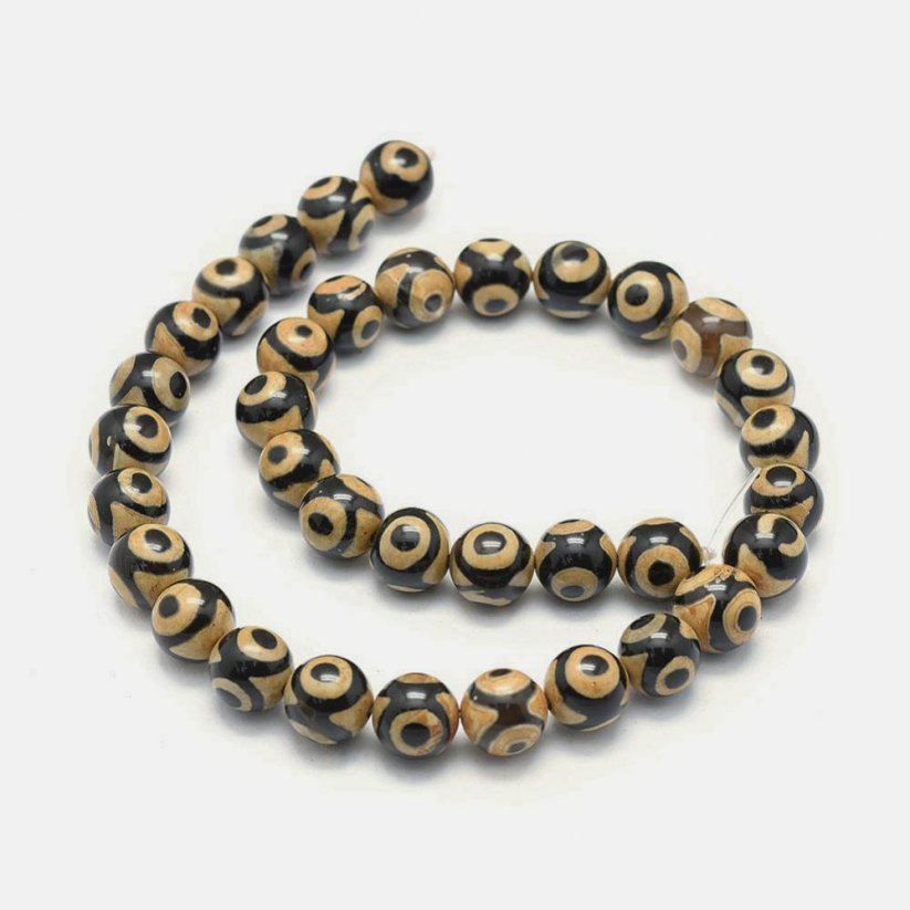 Naturachat - Tibetische Dzi Perlen, braun-schwarz, 10 mm