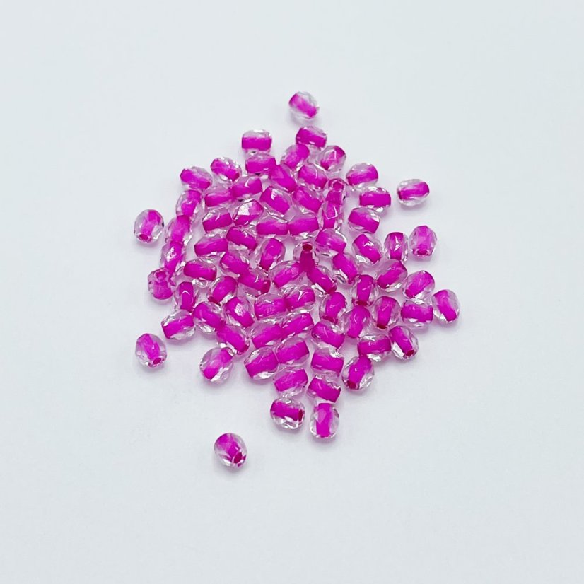 Brúsené korálky crystal rose lined, 3 mm