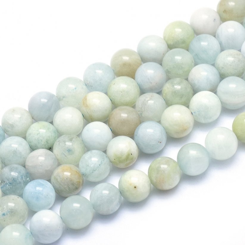 Natürlicher Aquamarin - Perlen, blau-grün, 8 mm