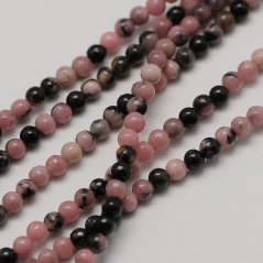 Természetes rodonit - gyöngyök, rózsaszín, 2 mm