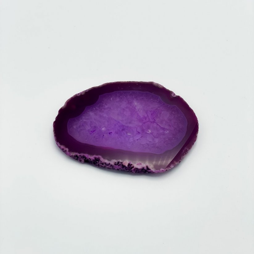 Achátový plátek, fialový, cca 8 cm