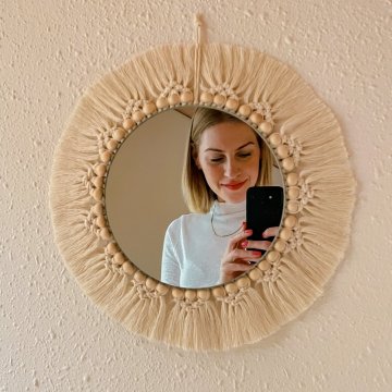 Návod na macramé zrcadlo s dřevěnými korálky
