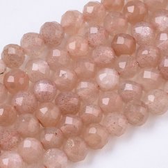 Természetes napkő - gyöngyök, csiszolt, narancssárga, 3 mm