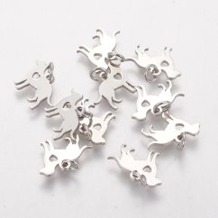 Přívěsek z nerezové oceli 304,"Pes se srdíčkem", 11 × 15 × 1 mm