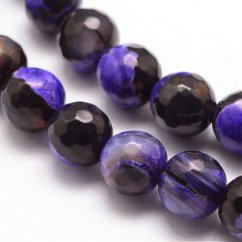 Natürlicher Feuerachat - Perlen, geschliffen, schwarz-violett, 8 mm