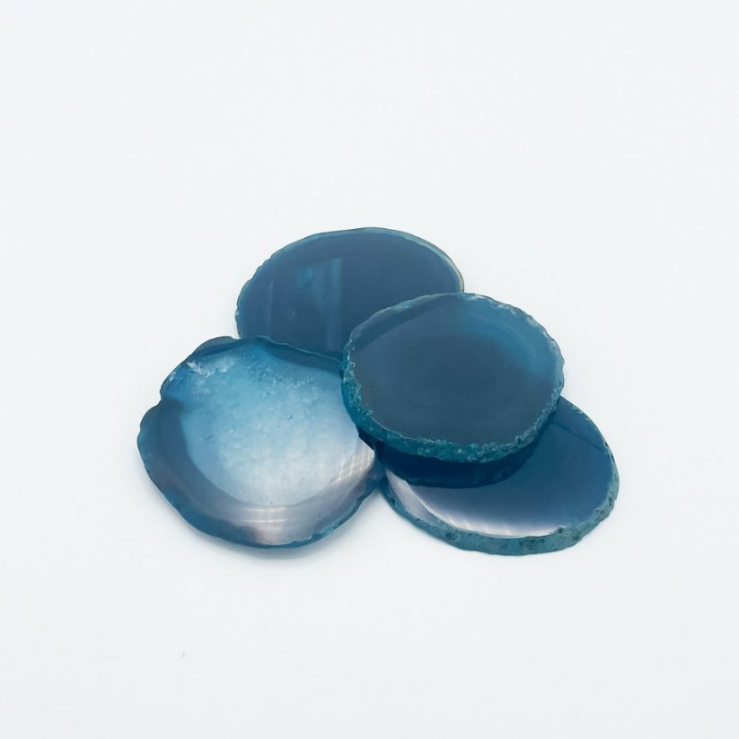 Achátový plátek, modrý, cca 6-7 cm