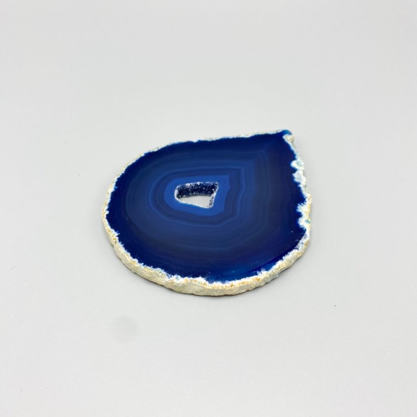 Achát szelet, kék-lila, kb. 8 cm