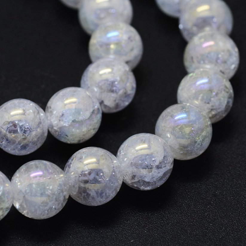 Metallisierter geknackter Naturkristall - Perlen, farblos, 6 mm
