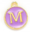 Kovový přívěšek s písmenem M, fialový, 14x12x2 mm