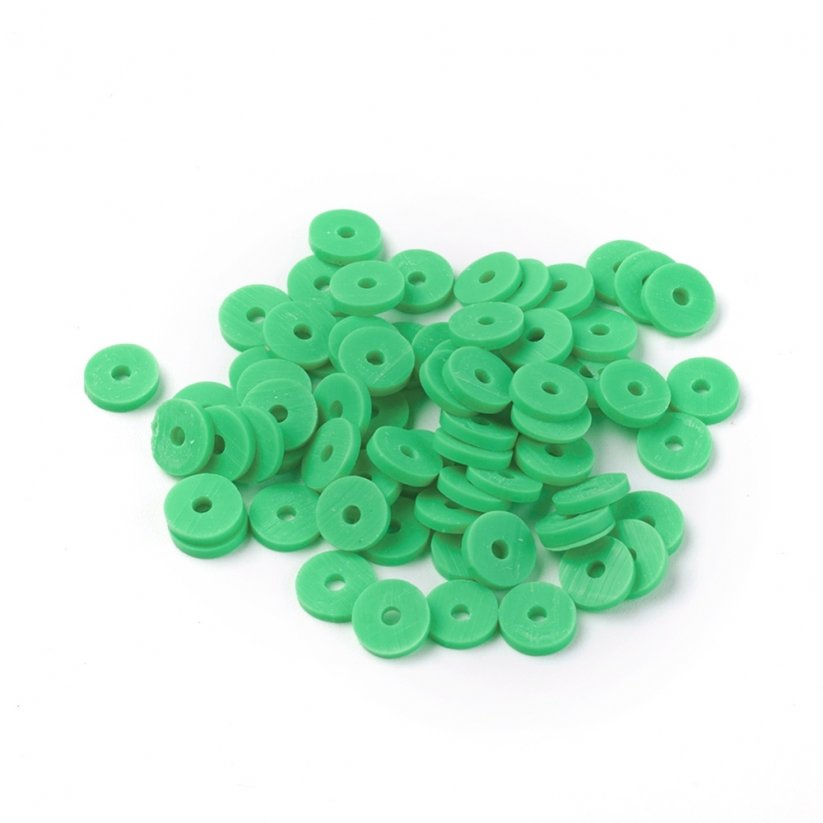 Heishi polymerový korálek - zelený, 6x1 mm