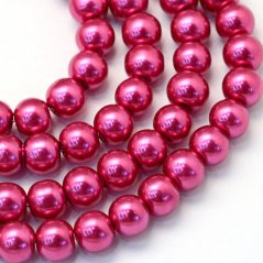 Sklenené korálky s perleťovým efektom - 8 mm  fialové