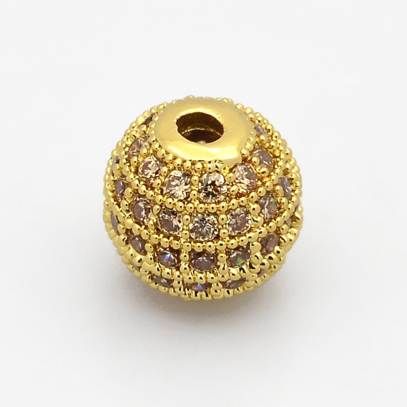 Abstandhalter mit kubischem Zirkon - goldene Kugel, 6 mm