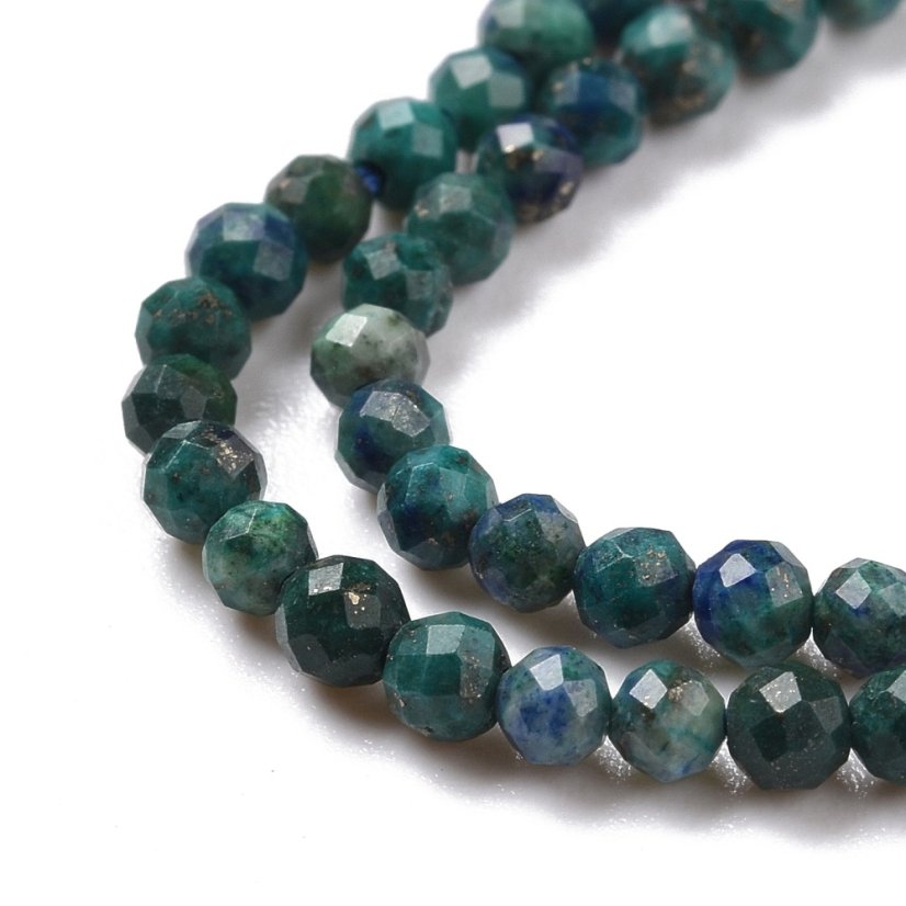 Směsný přírodní chryzokol a lapis lazuli - korálky, zelenomodré 3 mm