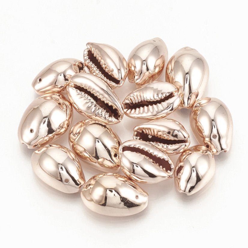 Fémezett kauri kagyló, rosegold - 14~20x9~14x7~10 mm