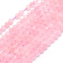 Natürlicher Rosenquarz - Perlen, geschliffen, rosa, 3 mm