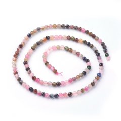 Přírodní turmalín - korálky, vícebarevné, broušené, 3 mm