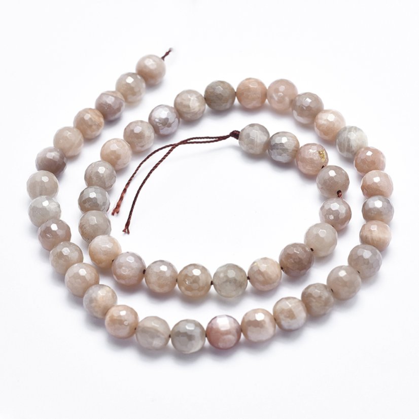 Pokovený sluneční kámen - korálky, broušené, 8 mm