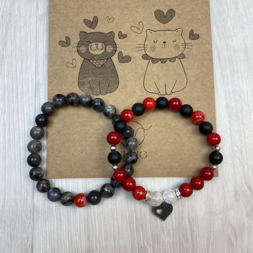 Dárková karta pro páry - náramky z labradoritu, achátu a křišťálu