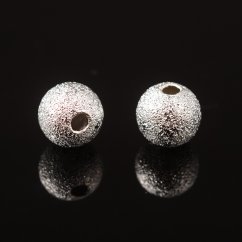 Messingperle mit Textur - silbern, 6 mm