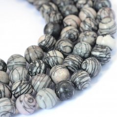 Természetes jáspis - gyöngyök, Netstone, selyemkő, 8 mm
