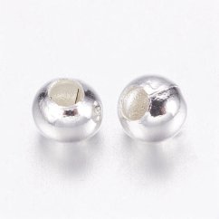 Mosadzná korálka, strieborná, 2,5 mm