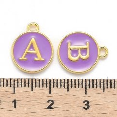Metallanhänger mit dem Buchstaben Q, lila, 14x12x2 mm