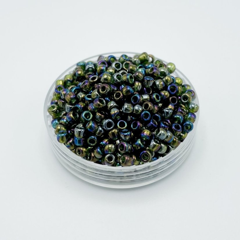 TOHO Round, 8/0, 180, Transparent-Rainbow Olivine, rokajlové korálky
