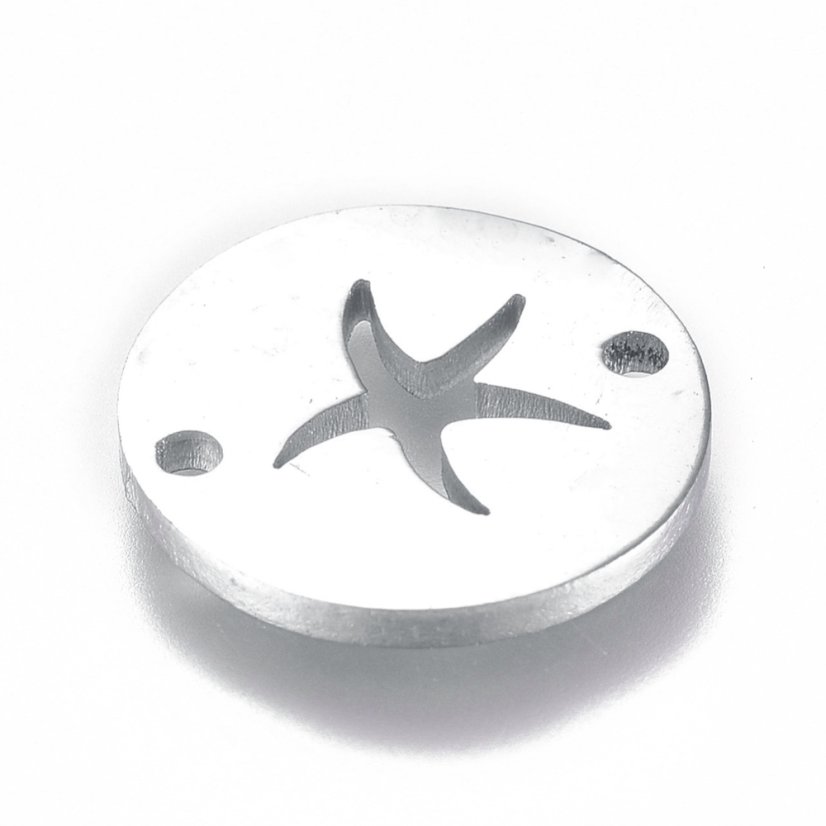 Mezidíl z 304 oceli, hvězdička, stříbrný, 12x1 mm