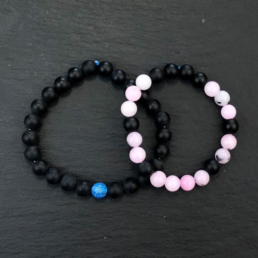 Partnerský náramek z jaspisu, růženínu a achátu