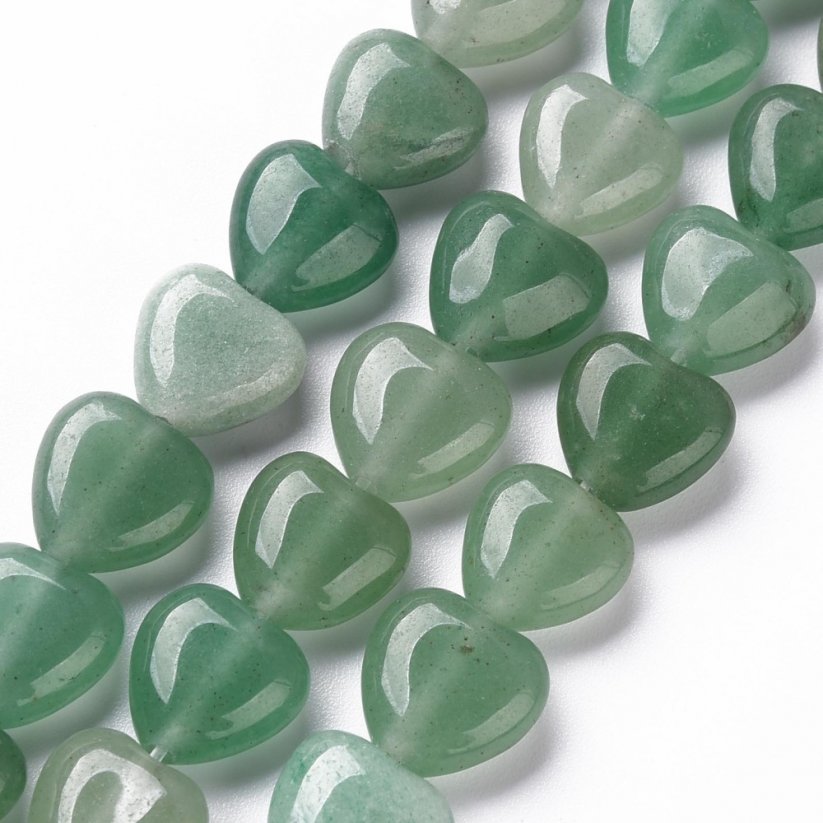 Természetes zöld aventurin - szívek, 10x10x5mm