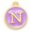 Kovový prívesok s písmenom N, fialový, 14x12x2 mm