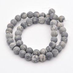 Přírodní jaspis - korálky, matné, Picasso, tmavě šedé, 8 mm