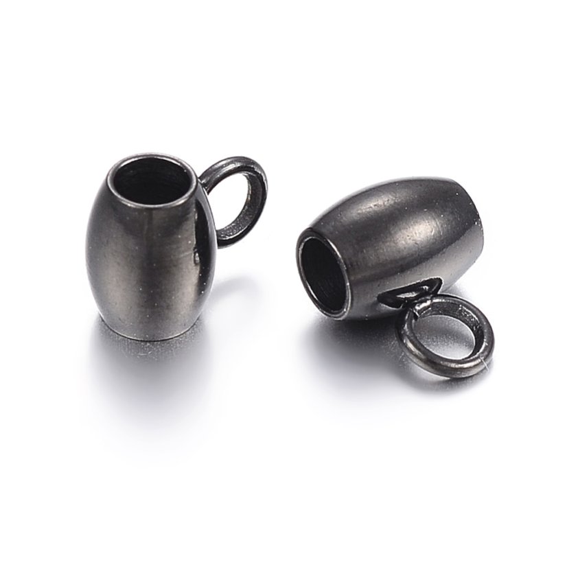 Oddeľovač z 304 ocele, barel, čierny, 7x5x4 mm, očko 2 mm