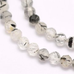Prírodný rutilový kremeň - korálky, brúsené, čierne, 3 mm