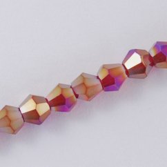 Csiszolt üveggyöngy, fémezett, piros, 3 mm