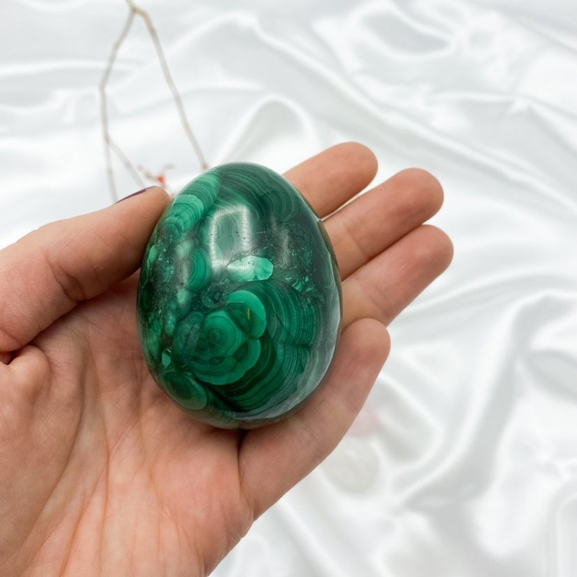 Természetes malachit tojás, talizmán, kb. 5,9x4,5 cm, 252 g