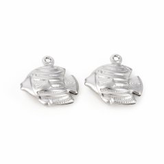 Přívěsek z nerezové oceli 304,"Ryba - stříbrná", 17,2 × 17,3 × 5,5 mm