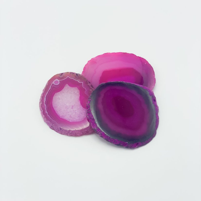 Achát szelet, rózsaszín, válogatás, kb. 6 cm