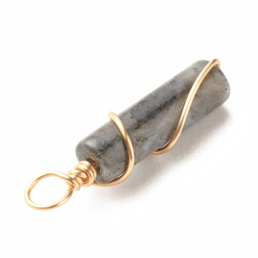 Přívěsek z labradoritu, šedý,  20~21x5~5,5 mm