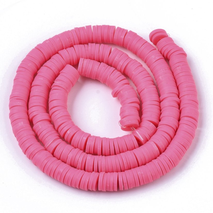 Heishi polymérový korálok - cerise, 6x0,5-1 mm
