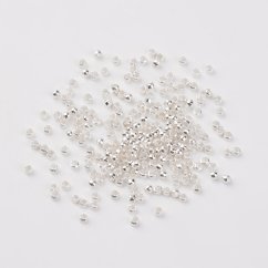 Zatláčací rokajl z mosadze, guľatý, 2x1,2 mm, strieborný