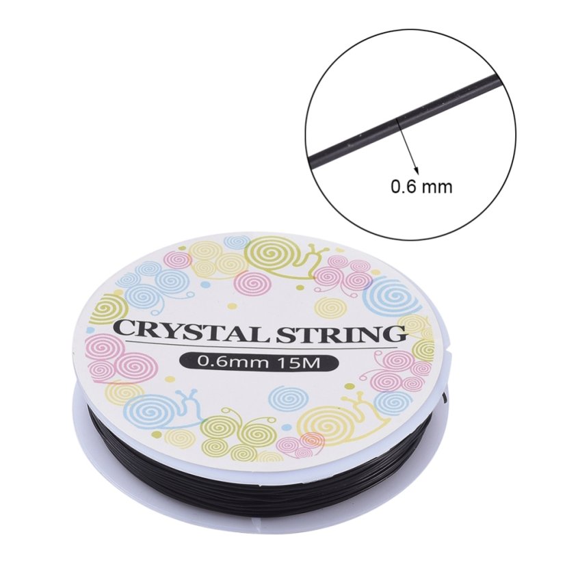 Elastomer - ø 0,6 mm, 15 m, černý, 1 ks