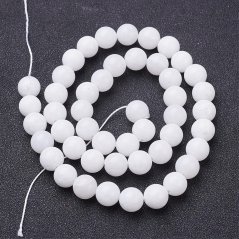 Természetes jade - gyöngyök, fehér, 10 mm