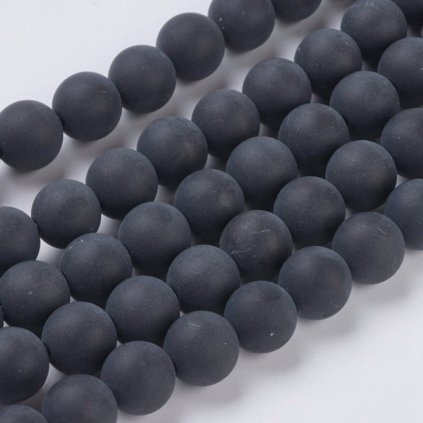 Természetes achát - gyöngyök, fekete, matt, 4 mm