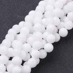 1 cérna természetes nefrit - gyöngyök, fehér, 8 mm