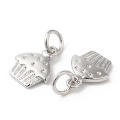 Prívesok z mosadze „cupcake“ strieborná, 11 × 9 × 2 mm