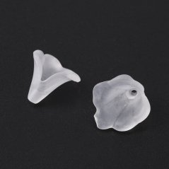 Akrylový kaplík, kytička, transparentní, 9~10 mm délka, 9~10 mm šířka